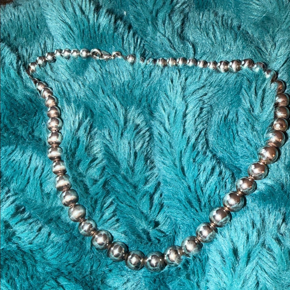Tiffany Inspired Silver Bead Necklace - Polished Women's Jewelry